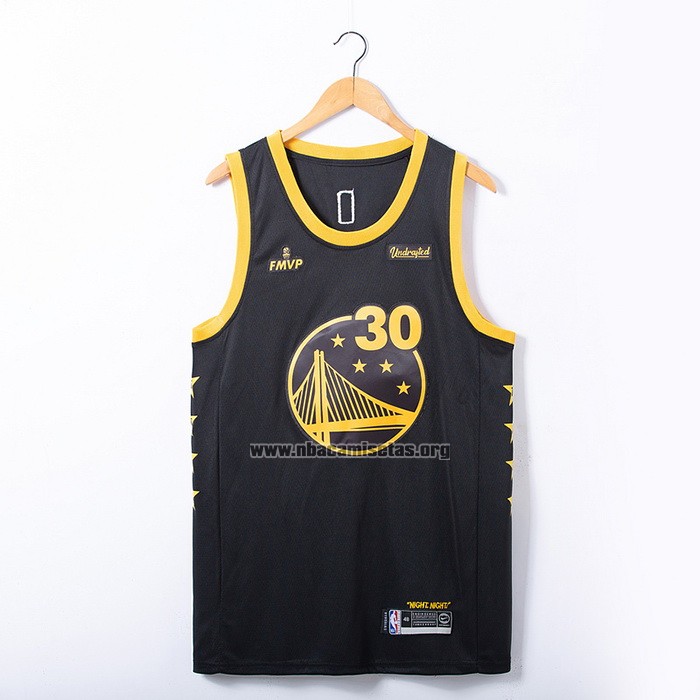 Camiseta Golden State Warriors Stephen Curry NO 30 FMVP 2022 Negro